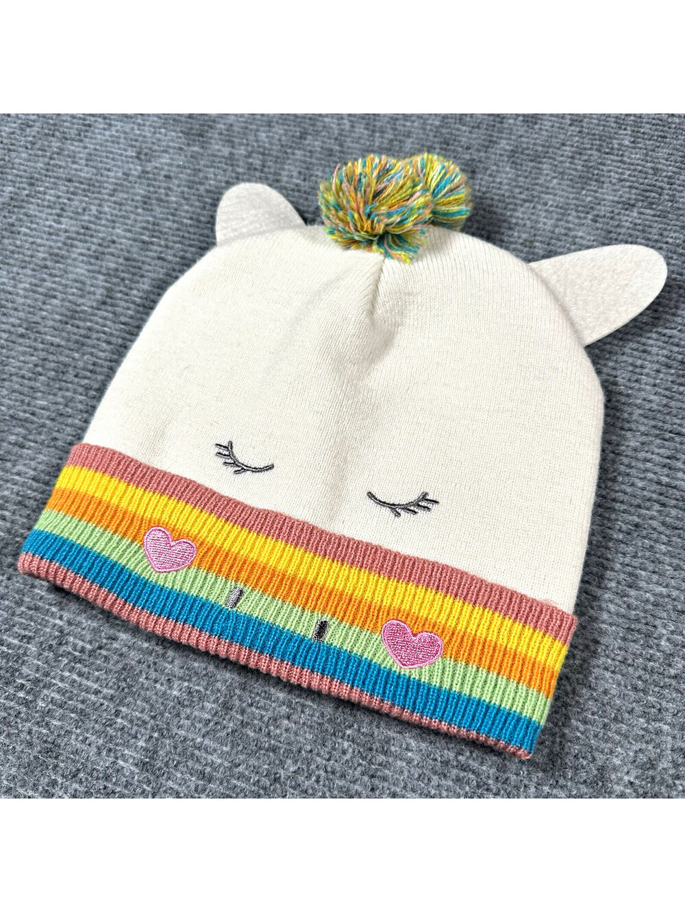 Toddler Unicorn Knit Beanie Hat Lined
